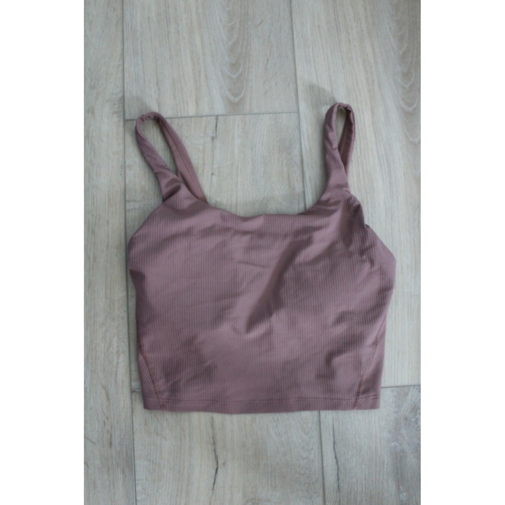 Old Navy Active PowerSoft Ribbed Longline Sports Bra Mauve Small Light Support